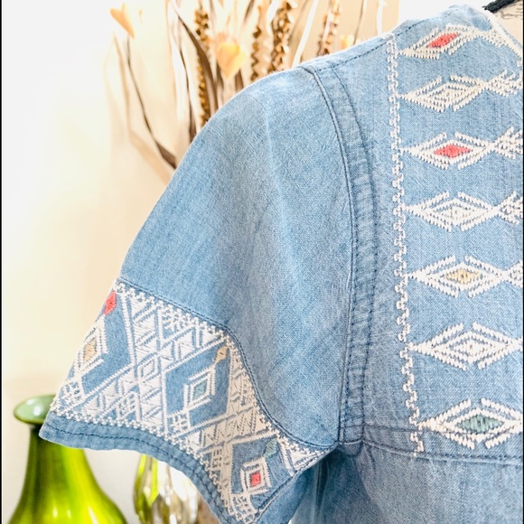 Madewell Embroidered Chambray Tunic Dress - Picture 5 of 9